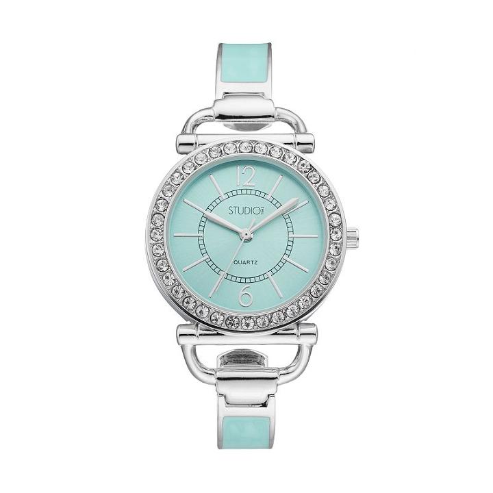 Studio Time Women's Crystal Cuff Watch, Adult Unisex, Size: Medium, Green