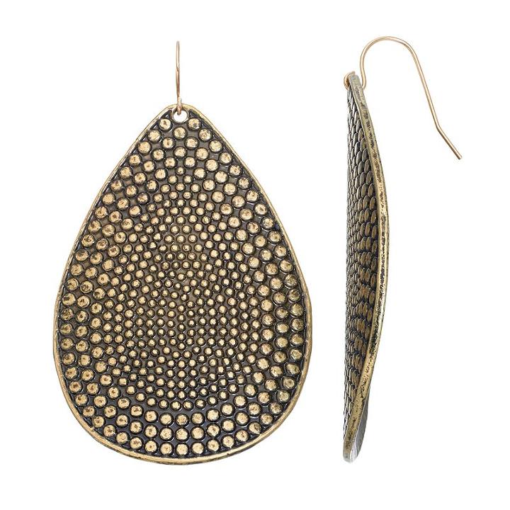 Mudd&reg; Antiqued Teardrop Earrings, Teens, Gold