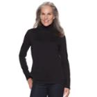 Women's Croft & Barrow&reg; Essential Turtleneck Top, Size: Xl, Black