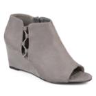 Journee Collection Cut-out Open Toe Women's Wedge Heels, Size: Medium (9), Grey