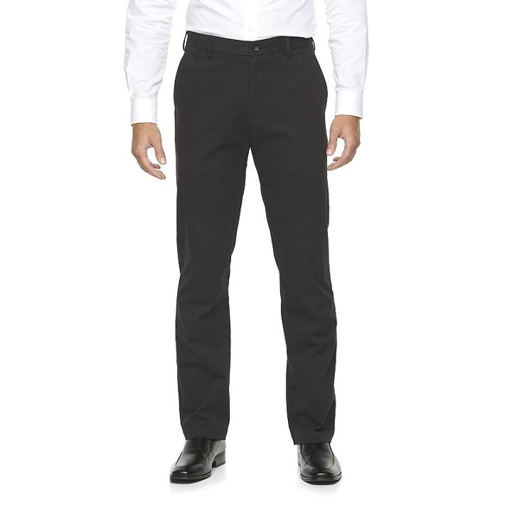 Men's Croft & Barrow&reg; Straight-fit Easy-care Stretch Flat-front Casual Pants, Size: 40x29, Black