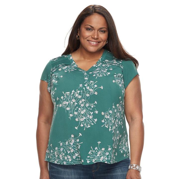 Plus Size Croft & Barrow&reg; Printed Woven Top, Women's, Size: 1xl, Dark Green