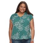 Plus Size Croft & Barrow&reg; Printed Woven Top, Women's, Size: 1xl, Dark Green