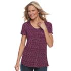 Women's Croft & Barrow&reg; Print Smocked Top, Size: Large, Drk Purple