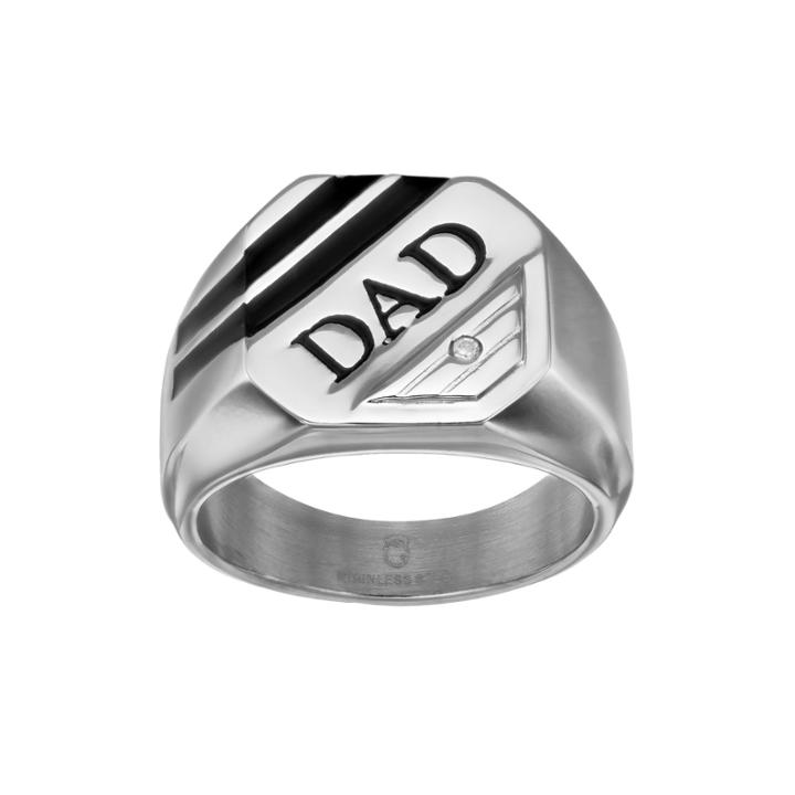 Diamond Accent Stainless Steel Dad Ring, Men's, Size: 12, White