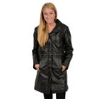 Women's Excelled Nappa Leather Coat, Size: Xl, Black