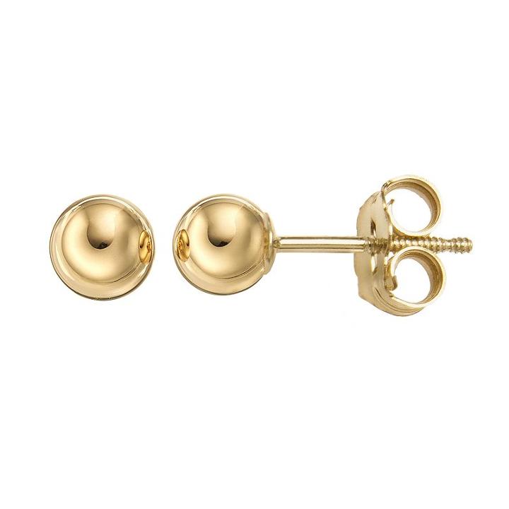 14k Gold Ball Stud Earrings, Girl's, Yellow