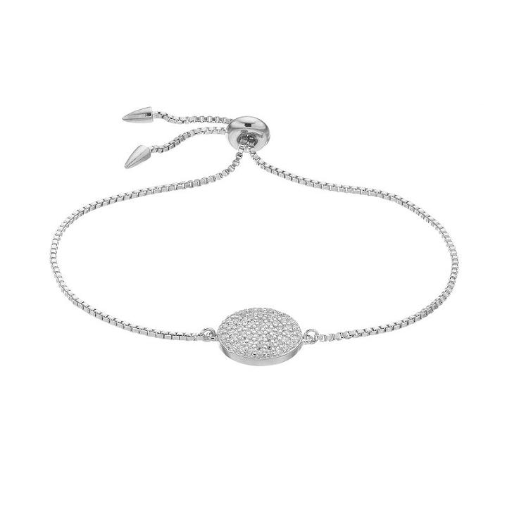 Fleur Cubic Zirconia Circle Bolo Bracelet, Women's, Grey