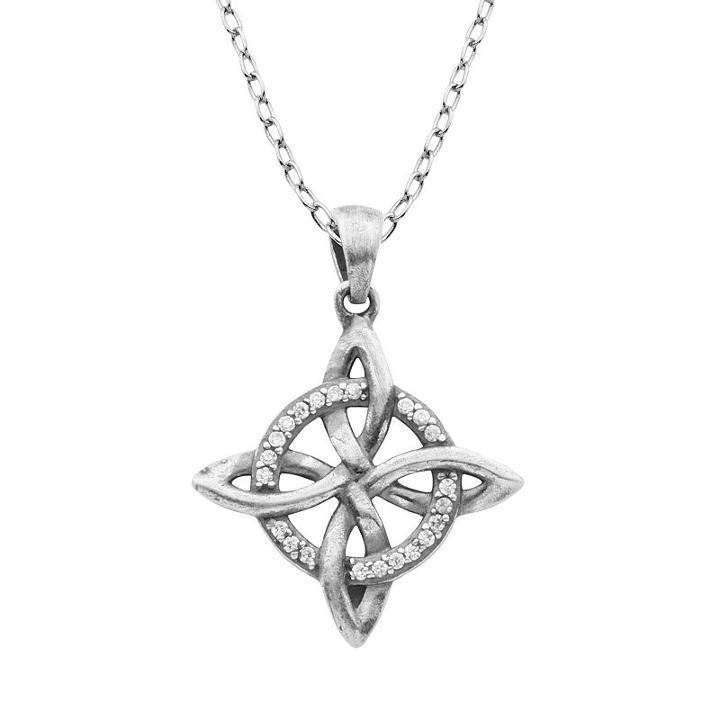 Cubic Zirconia Sterling Silver Celtic Pendant Necklace, Women's, Size: 18, White