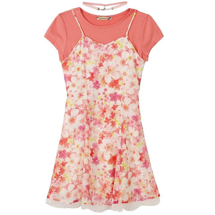 Girls 7-16 Speechless Floral Slipdress T-shirt Dress & Choker Necklace Set, Girl's, Size: 7, White Oth