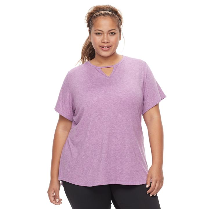 Plus Size Tek Gear&reg; Knotch Neck Performance Tee, Women's, Size: 1xl, Med Purple