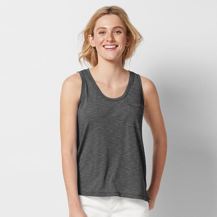 Women's Sonoma Goods For Life&trade; Solid Scoopneck Tank, Size: Large, Grey (charcoal)