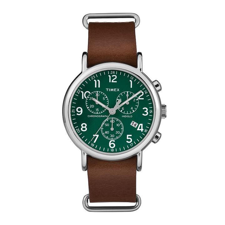 Timex Men's Weekender Chronograph Leather Watch - Tw2p97400jt, Size: Large, Brown