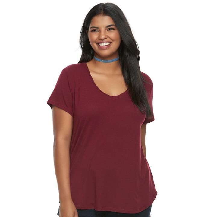 Juniors' Plus Size So&reg; Perfect Tee, Teens, Size: 3xl, Dark Pink