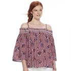 Juniors' Rewind Smocked Off-the-shoulder Top, Teens, Size: Medium, Med Red