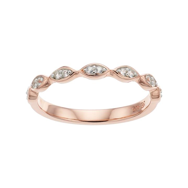 14k Rose Gold Over Silver Lab-created White Sapphire Marquise Ring, Women's, Size: 6