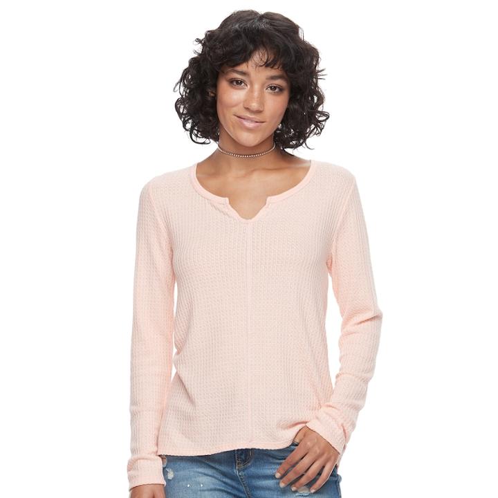 Juniors' So&reg; Waffle-knit Top, Teens, Size: Xs, Lt Orange