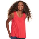 Juniors' Love, Fire Solid Pom-pom Tank, Teens, Size: Medium, Red