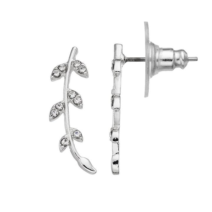 Lc Lauren Conrad Pave Branch Climber Earrings, Women's, Silver