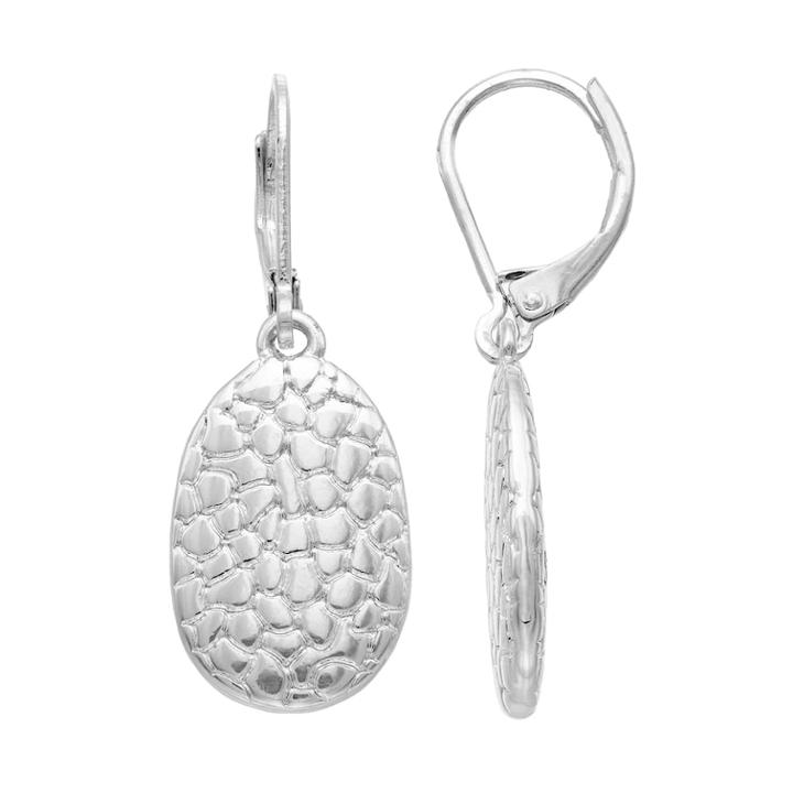 Napier Pebbled Oval Nickel Free Drop Earrings, Women's, Silver