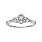 Sterling Silver 1/10 Carat T.w. Diamond Oval Halo Promise Ring, Women's, Size: 8, White