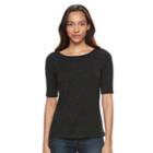 Women's Apt. 9&reg; Essential Striped Boatneck Tee, Size: Small, Black