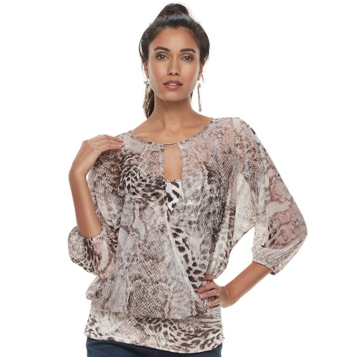 Women's Jennifer Lopez Sheer Mesh Top, Size: Small, Black