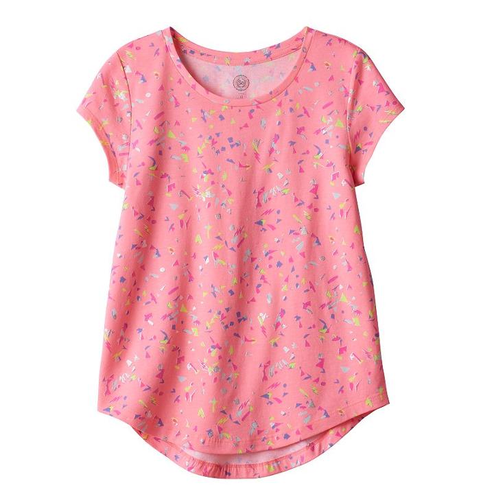 Girls 7-16 So&reg; Short Sleeve Curve Hem Tee, Girl's, Size: 16, Brt Pink