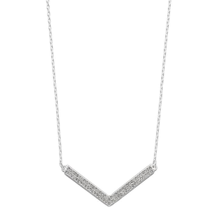 Chaps Pave Chevron Bar Necklace, Women's, Silver
