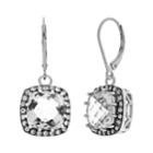 Sterling Silver And Black Rhodium Plate Sterling Silver Quartz And Cubic Zirconia Drop Earrings, Women's, White