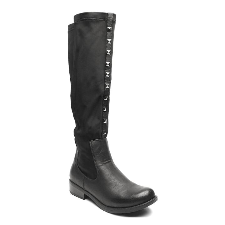 Kisses By 2 Lips Too Too Landon Women's Studded Over-the-knee Boots, Size: Medium (8.5), Black