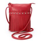 Ili Leather Fringe Crossbody Bag, Women's, Red