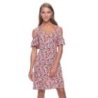 Women's Msk Floral Cold-shoulder Shift Dress, Size: Large, Brt Red