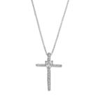 Sterling Silver White Topaz Cross Pendant Necklace, Women's, Size: 18