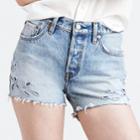 Women's Levi's 501 Ripped Jean Shorts, Size: 30(us 10)m, Light Blue