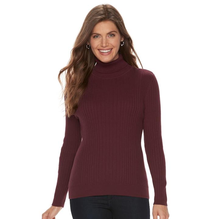 Petite Croft & Barrow&reg; Ribbed Turtleneck Sweater, Women's, Size: Xl Petite, Red