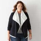 Plus Size Sonoma Goods For Life&trade; Draped Mixed-media Jacket, Women's, Size: 3xl, Black