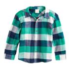 Baby Boy Jumping Beans&reg; Plaid Flannel Button Down Shirt, Size: 12 Months, Dark Blue