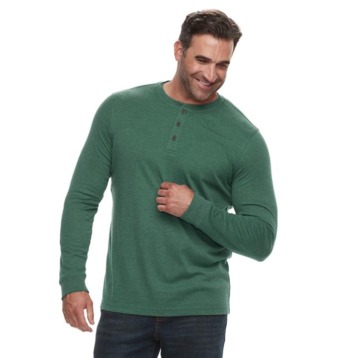 Big & Tall Croft & Barrow&reg; Classic-fit Easy-care Henley, Men's, Size: Xl Tall, Dark Green