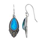 Tori Hill Sterling Silver Simulated Blue Opal & Marcasite Drop Earrings, Women's, Grey
