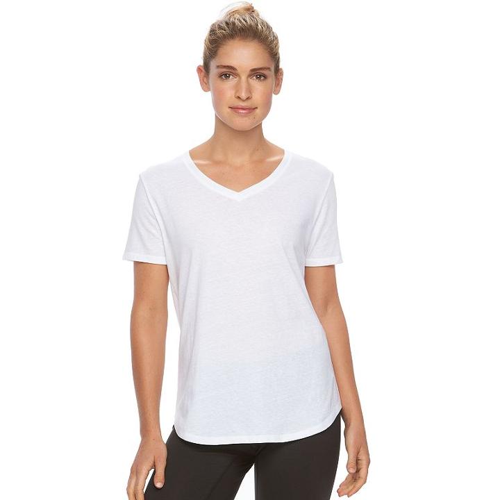 Women's Tek Gear&reg; Easy Nep V-neck Yoga Tee, Size: Small, White
