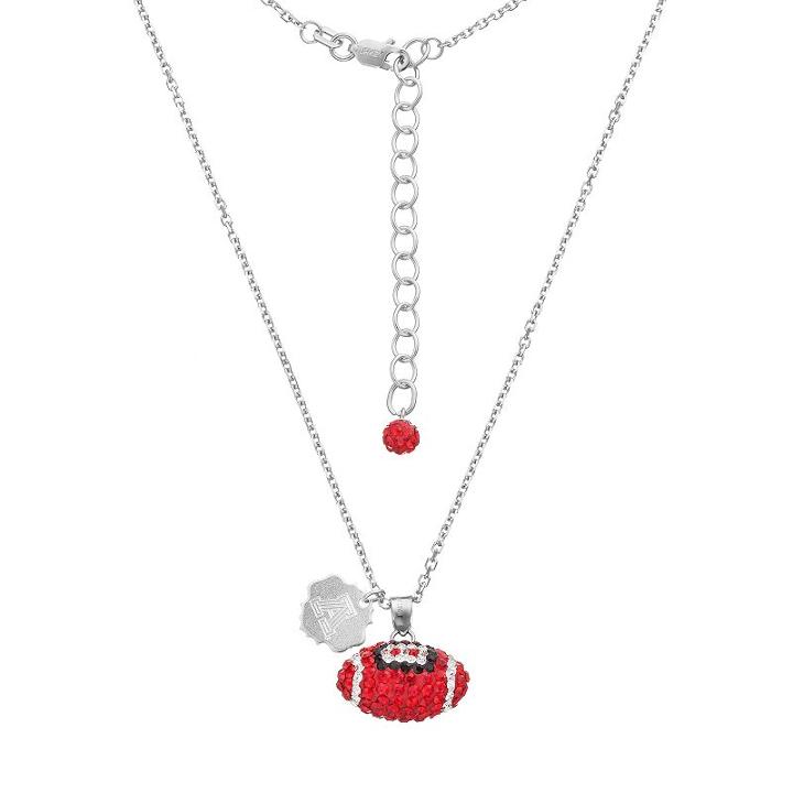 Arizona Wildcats Sterling Silver Team Logo & Crystal Football Pendant Necklace, Women's, Size: 18, Multicolor