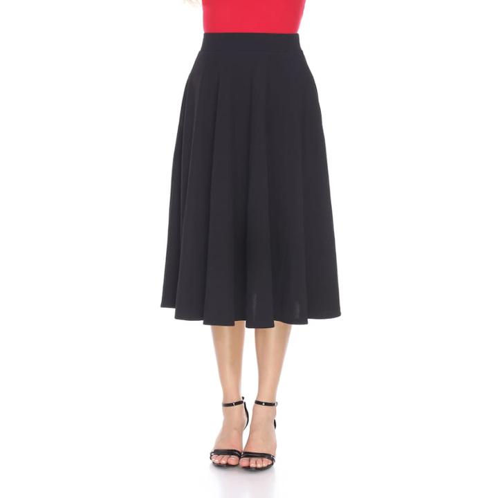 Women's White Mark Midi Skirt, Size: Xl, Black