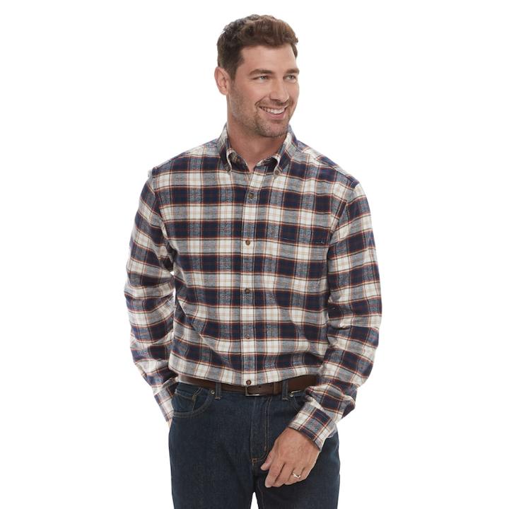Men's Croft & Barrow&reg; Slim-fit Flannel Button-down Shirt, Size: Large, Dark Red