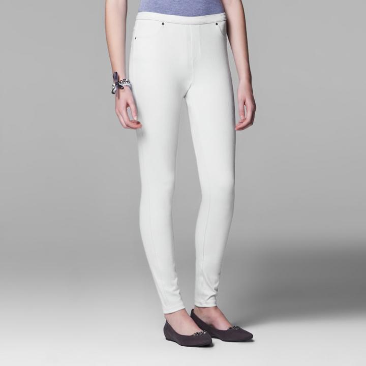Simply Vera Vera Wang Rivet Denim Leggings, Women's, Size: Small, White