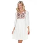 Women's White Mark Embroidered Babydoll Dress, Size: Xl