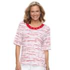 Women's Cathy Daniels Striped Side-tie Top, Size: Medium, Red Overfl