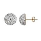 Crystal 14k Gold-bonded Sterling Silver Button Stud Earrings, Women's, White