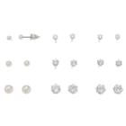 Mudd&reg; Simulated Pearl & Crystal Nickel Free Stud Earring Set, Women's, White