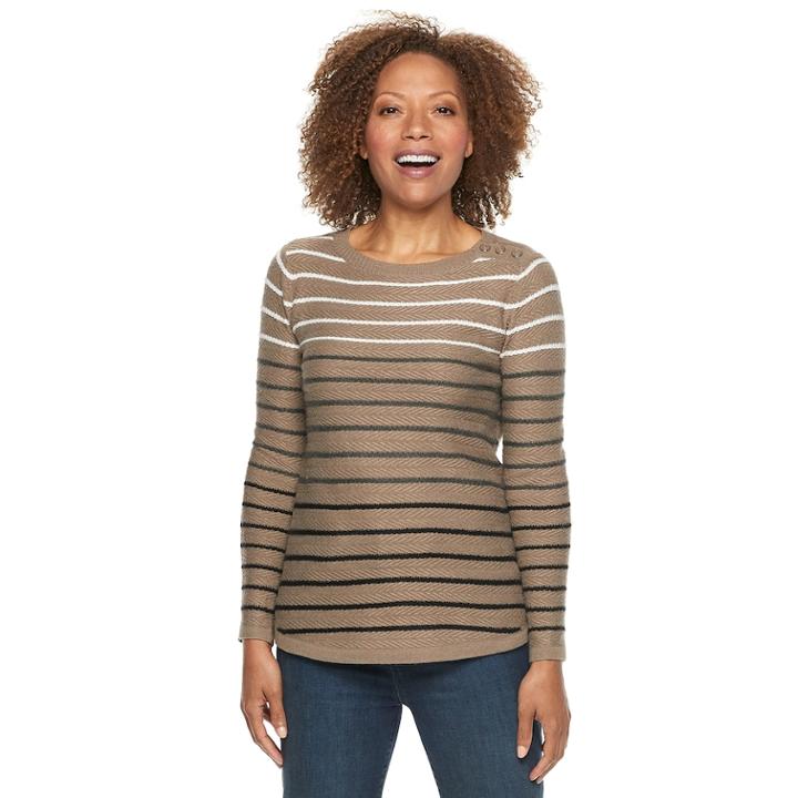 Petite Croft & Barrow&reg; Curved Hem Sweater, Women's, Size: Xl Petite, Brt Orange